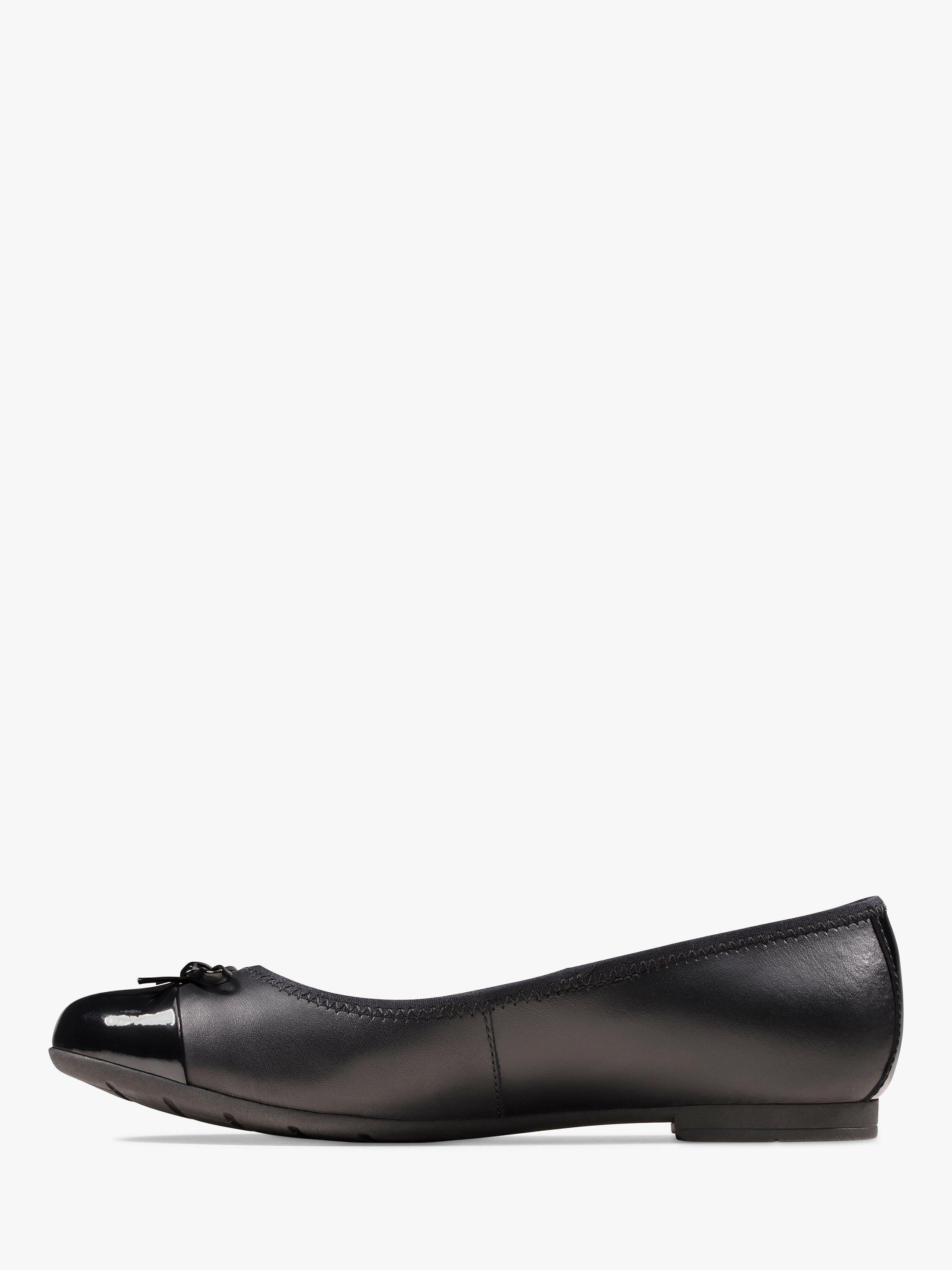 Product image 4 of 7, which shows Clarks Kids' Scala Bloom Leather Ballet Pumps, Black, 3F