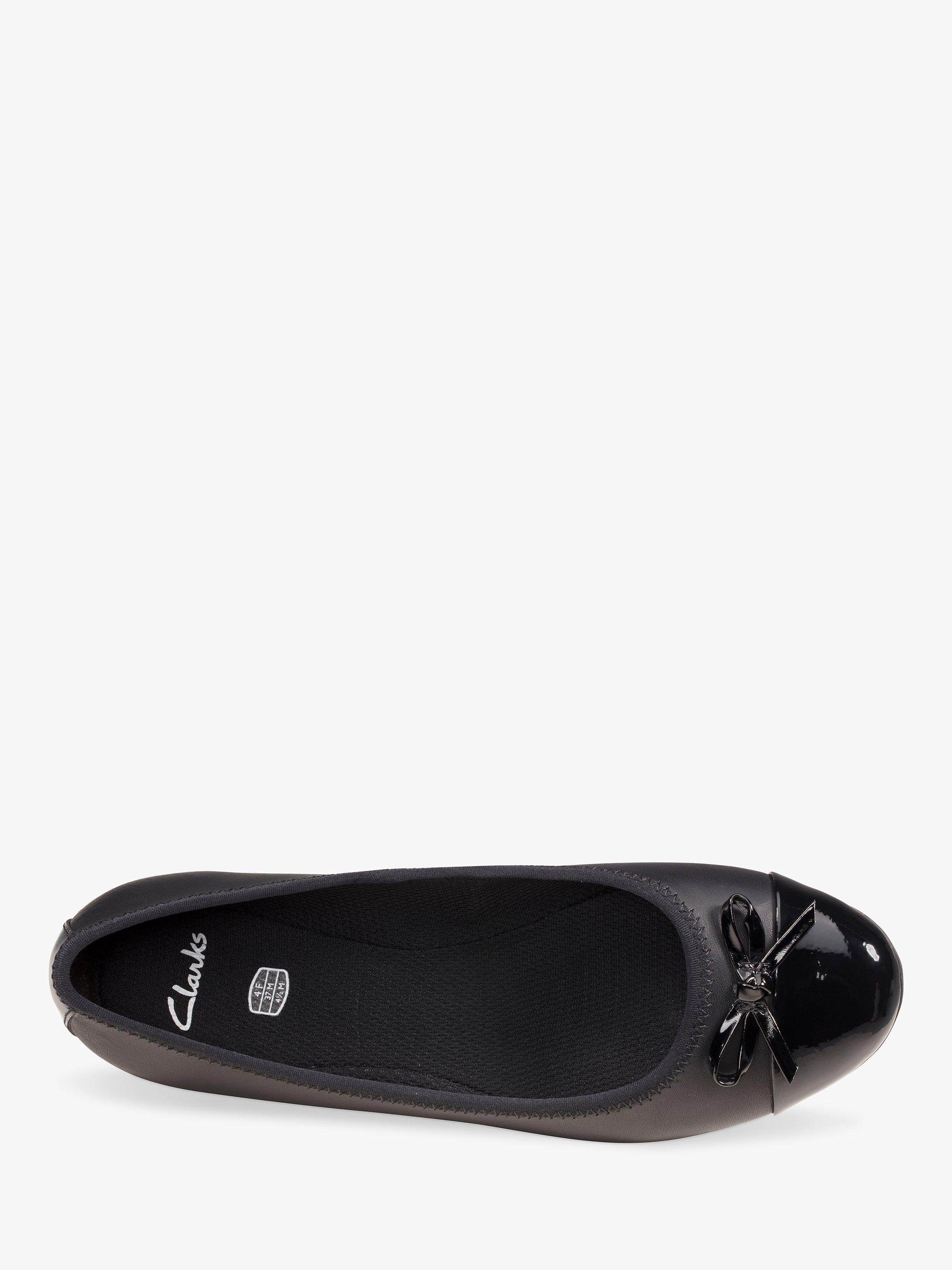 Clarks Kids Scala Bloom Leather Ballet Pumps Black