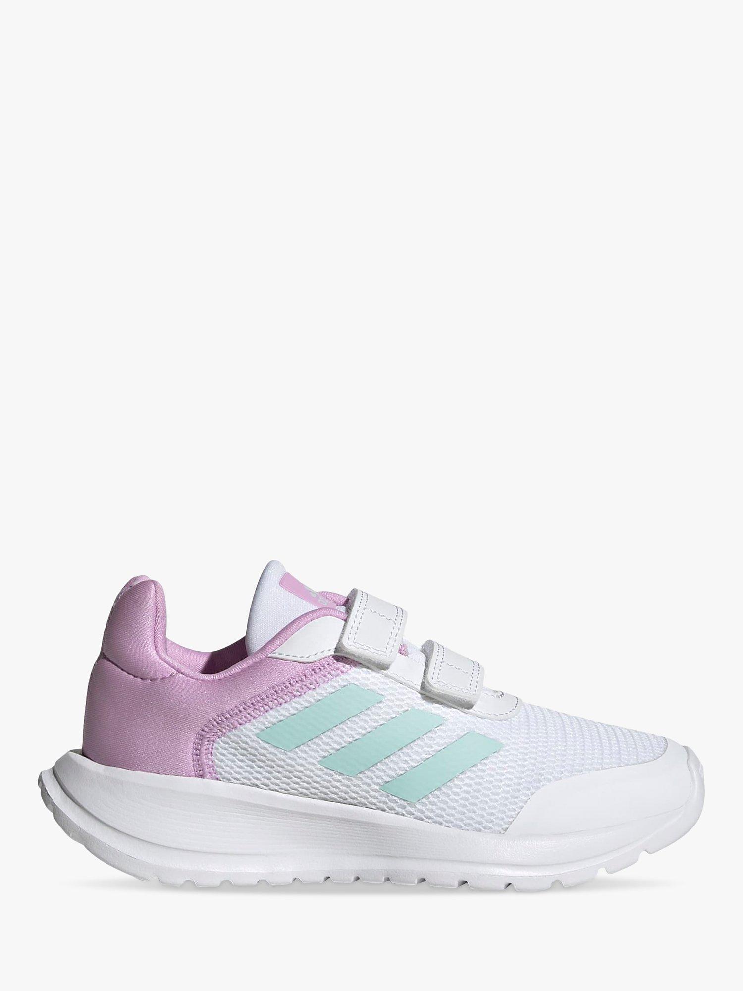 adidas Kids' Tensaur Sports 2.0 Run Riptape Trainers, White/Mint/Pink