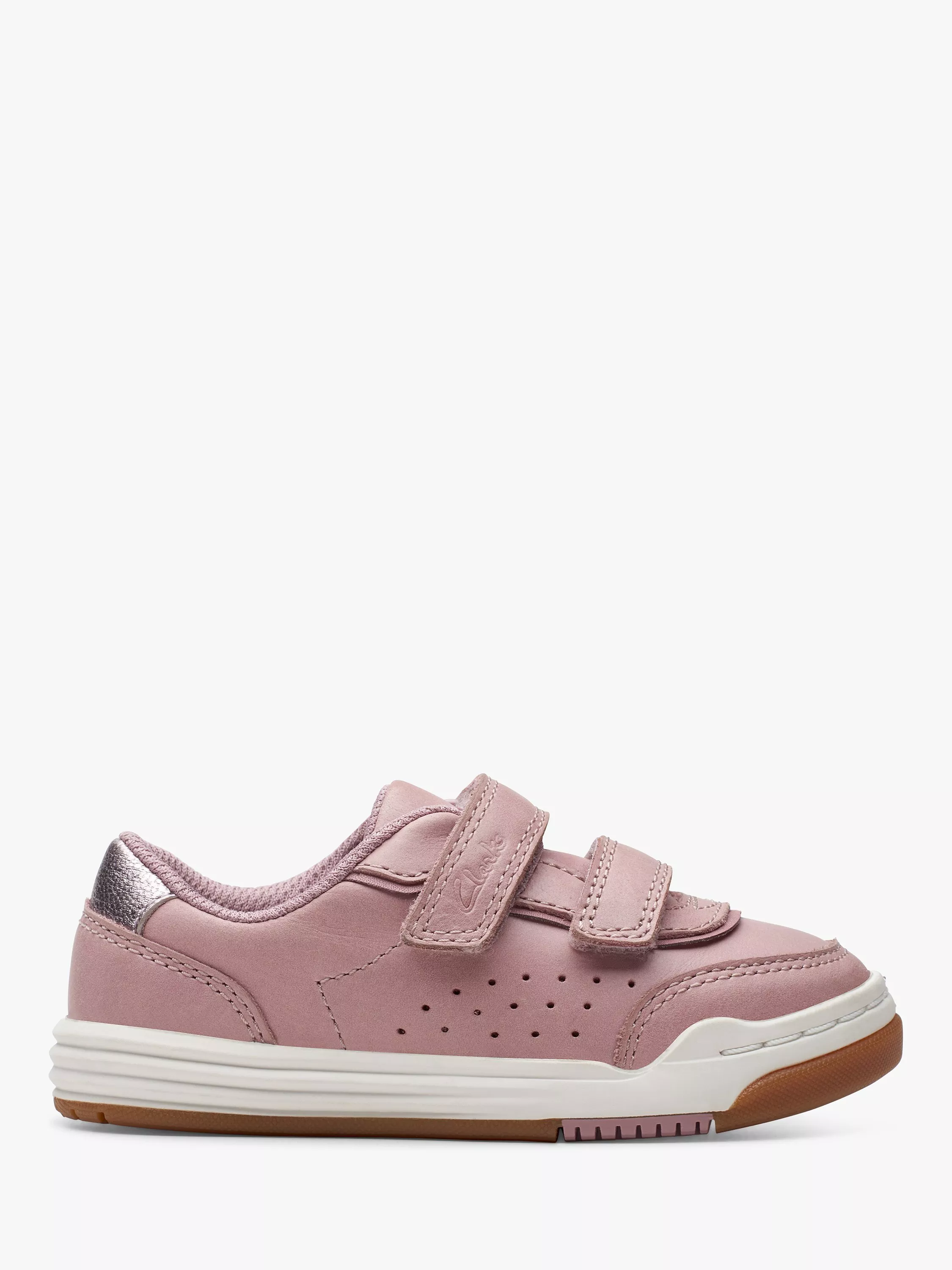 Clarks Kids Urban Solo Leather Riptape Trainers Dusty Pink