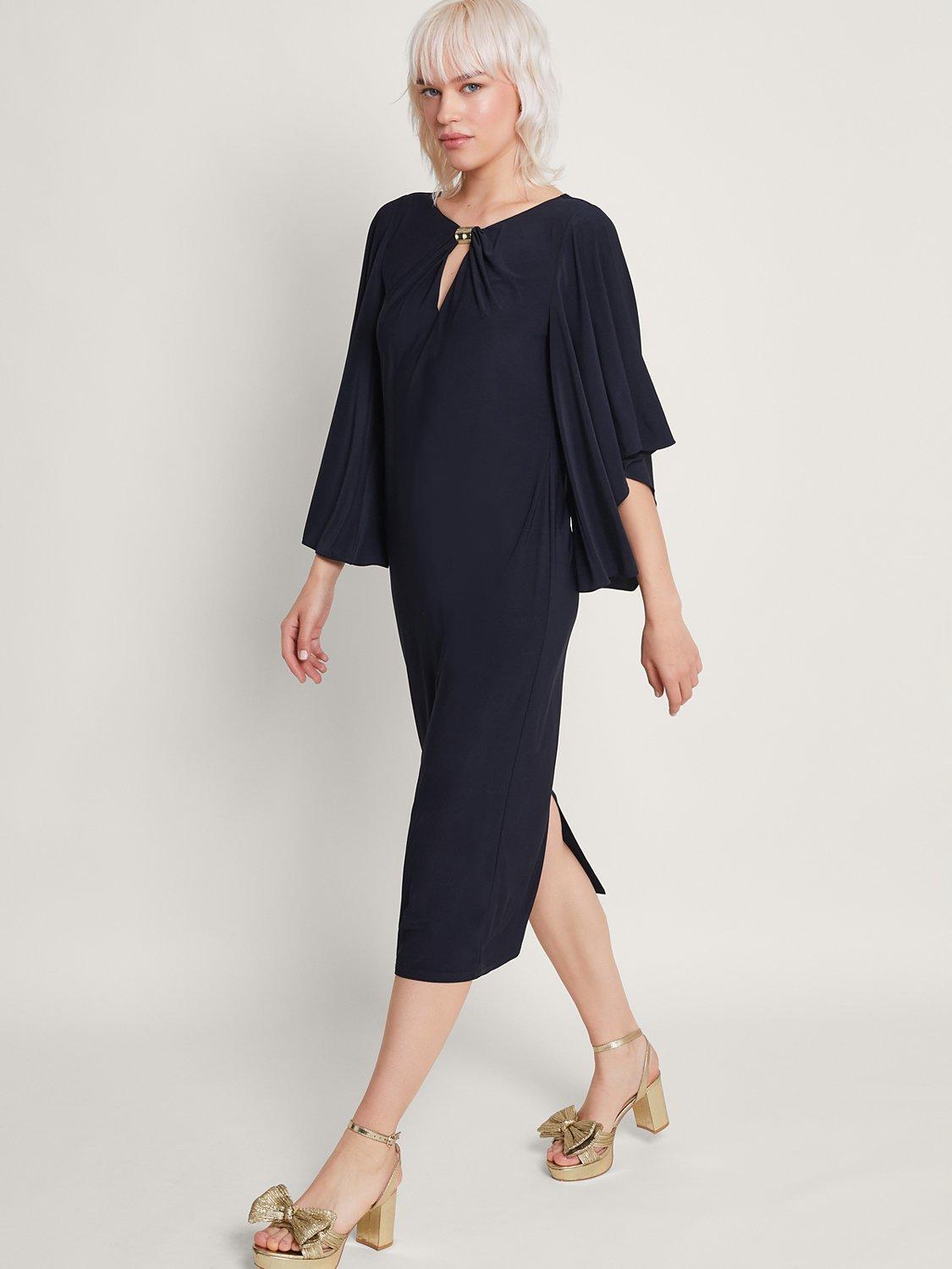 Monsoon Fee Flute Midi Dress, Navy