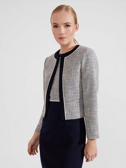 Hobbs Laurie Cropped Blazer, Navy/Ivory, Navy/Ivory