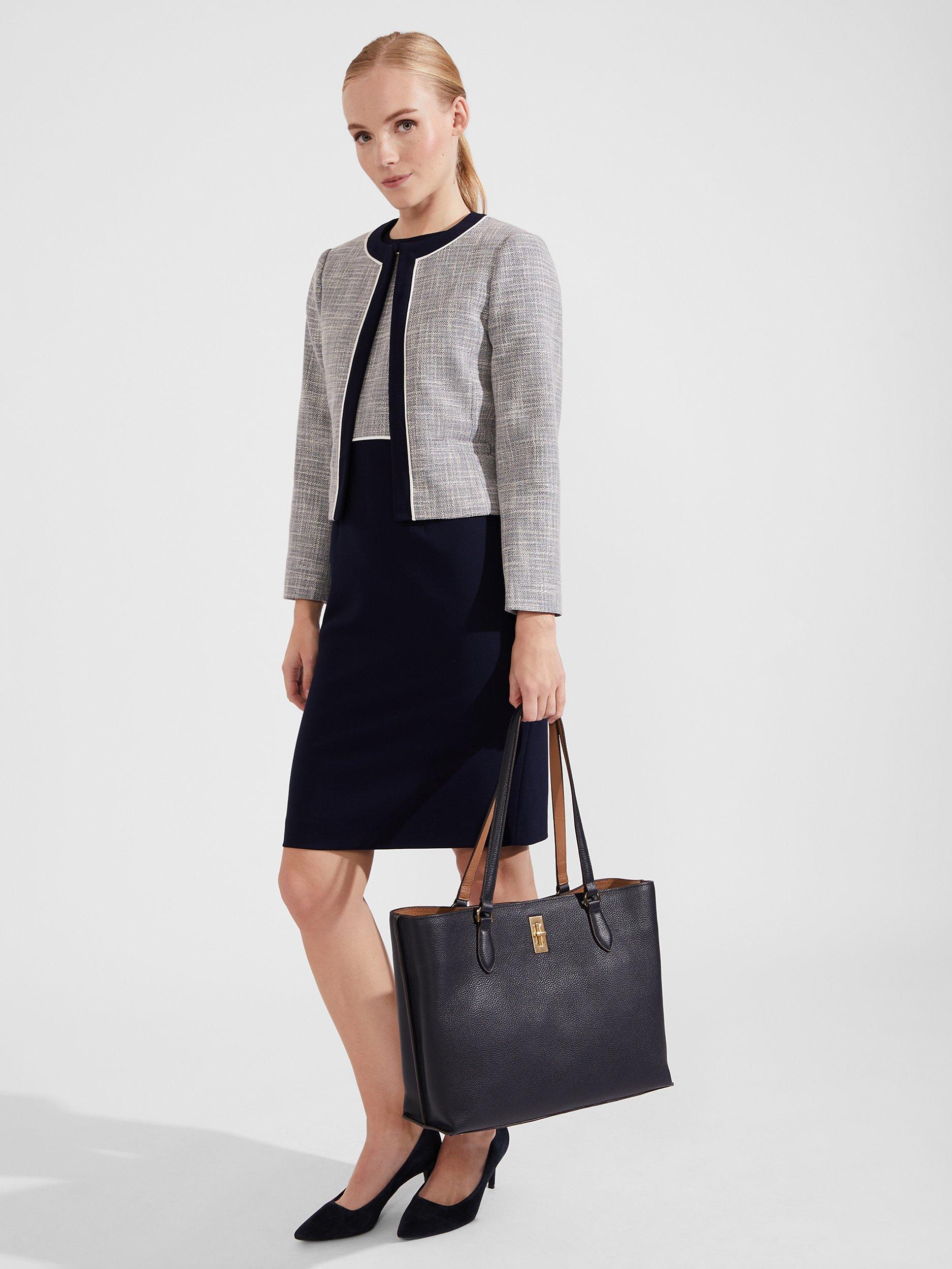 Product image 3 of 6, which shows Hobbs Laurie Cropped Blazer, Navy/Ivory, 20