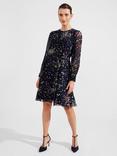 Hobbs Frances Flippy Hem Dress, Navy/Multi