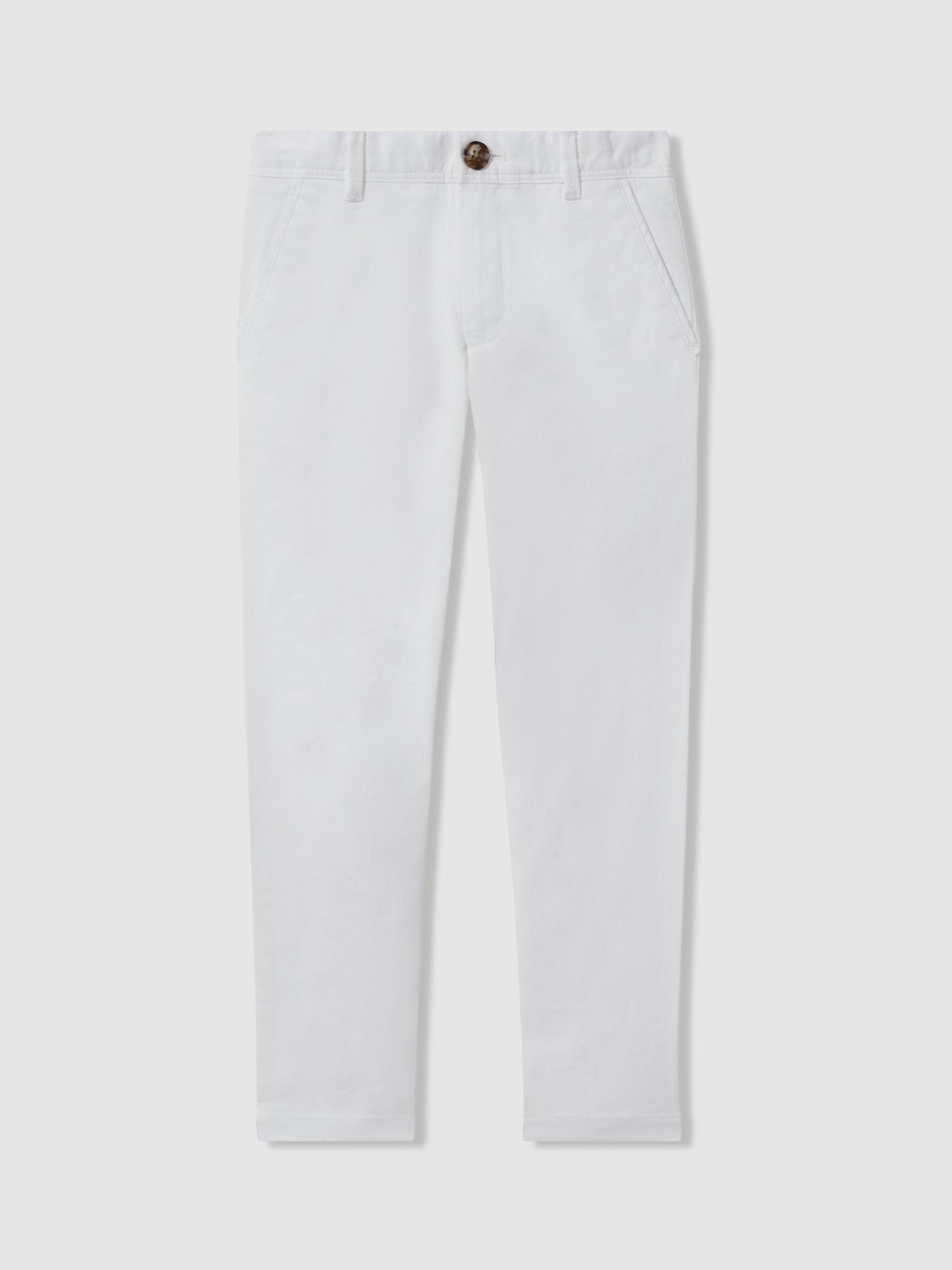 Reiss Kids' Pitch Cotton Blend Chinos, White, 13-14 years