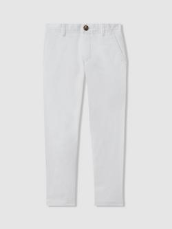 Reiss Kids' Pitch Cotton Blend Chinos, White