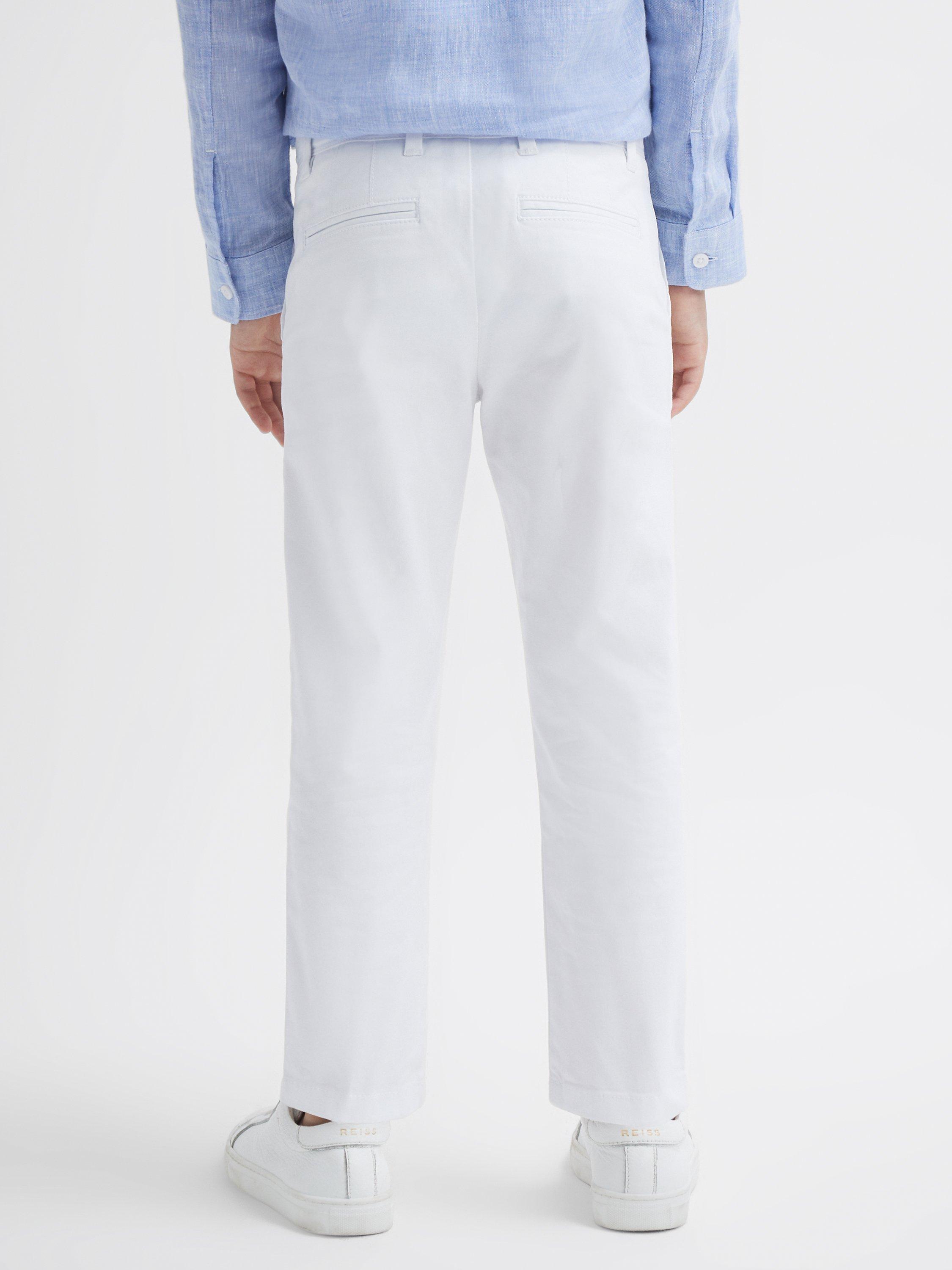 Reiss Kids' Pitch Cotton Blend Chinos, White, 13-14 years