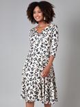 Alie Street Annie Floral Jersey Midi Dress, Monochrome