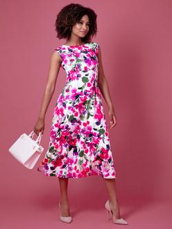 Alie Street Luna Floral Jersey Midi Dress, Fuchsia Florals, Fuchsia Florals