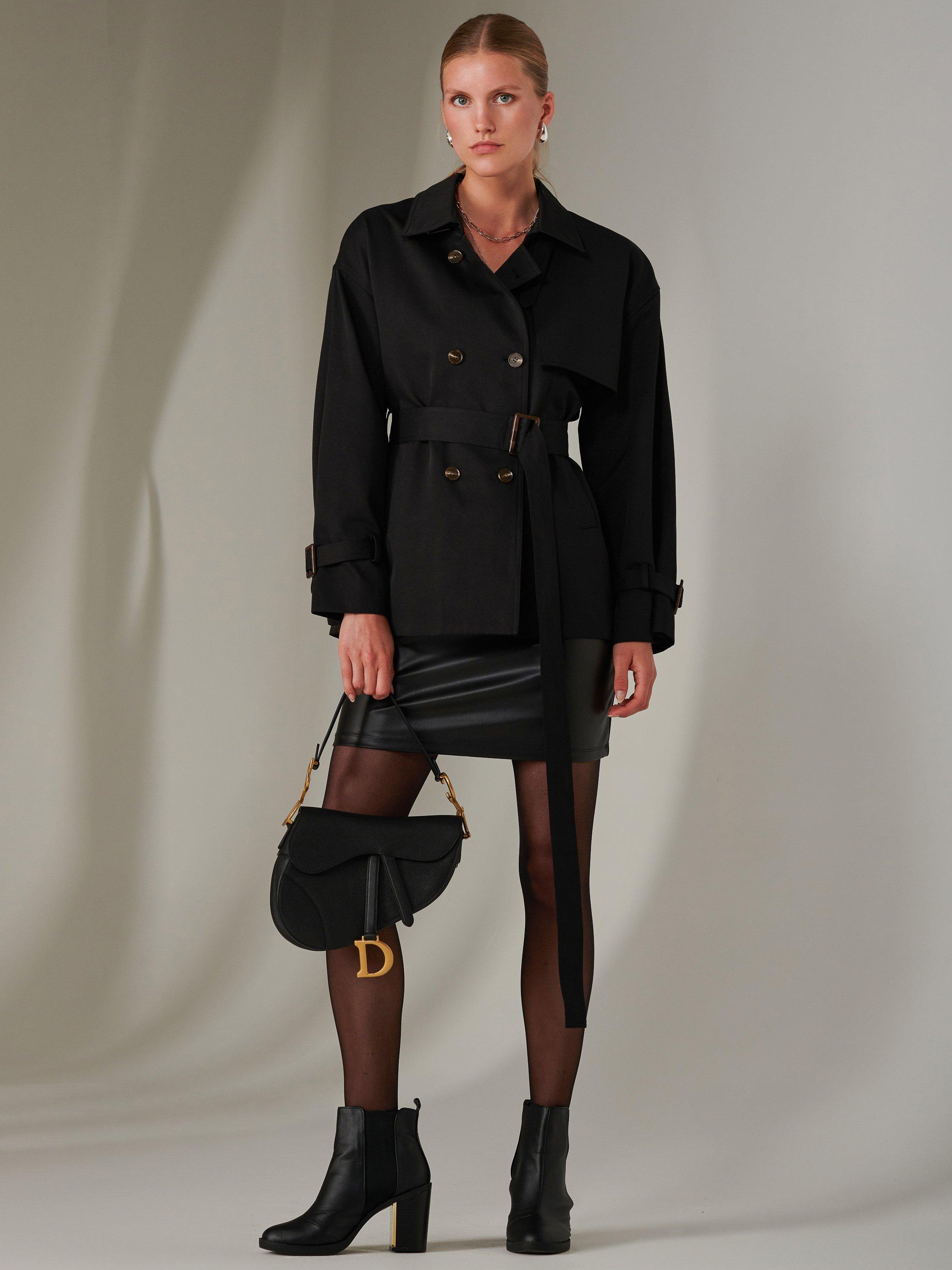Jolie Moi Short Double Breasted Trench Coat