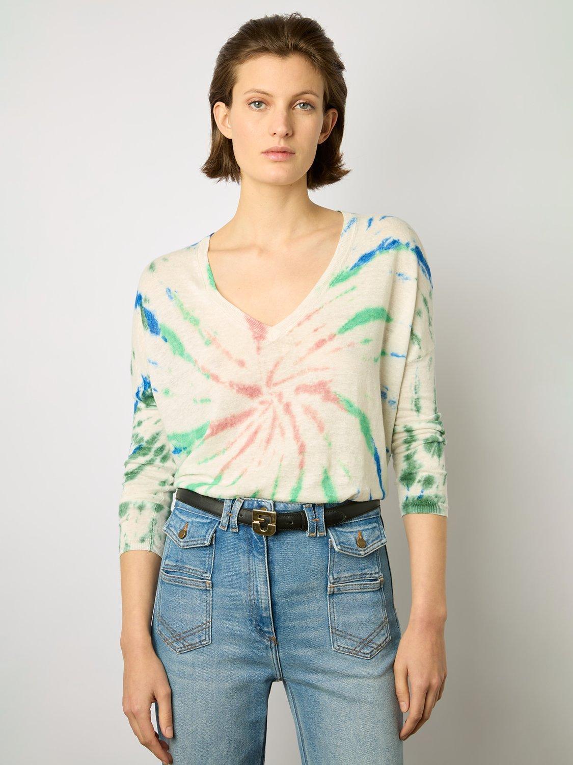 Gerard Darel Lance Linen Jumper, Green/Multi