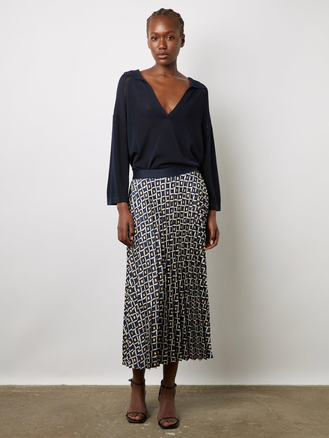 Gerard Darel Loelya Collared Knit Top, Navy