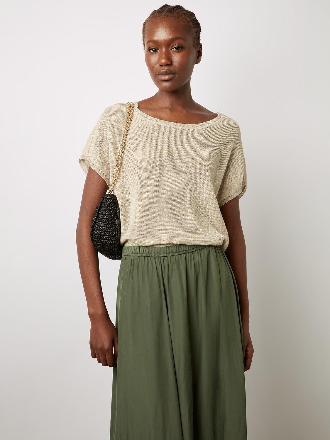 Gerard Darel Letsie Lightweight Rib Knit Top, Beige