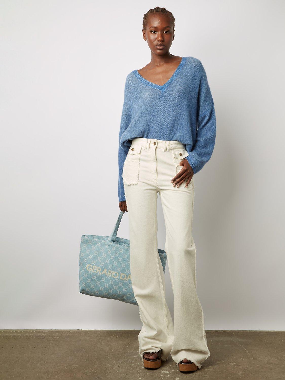 Gerard Darel Ludovica V-Neck Cashmere Jumper, Blue