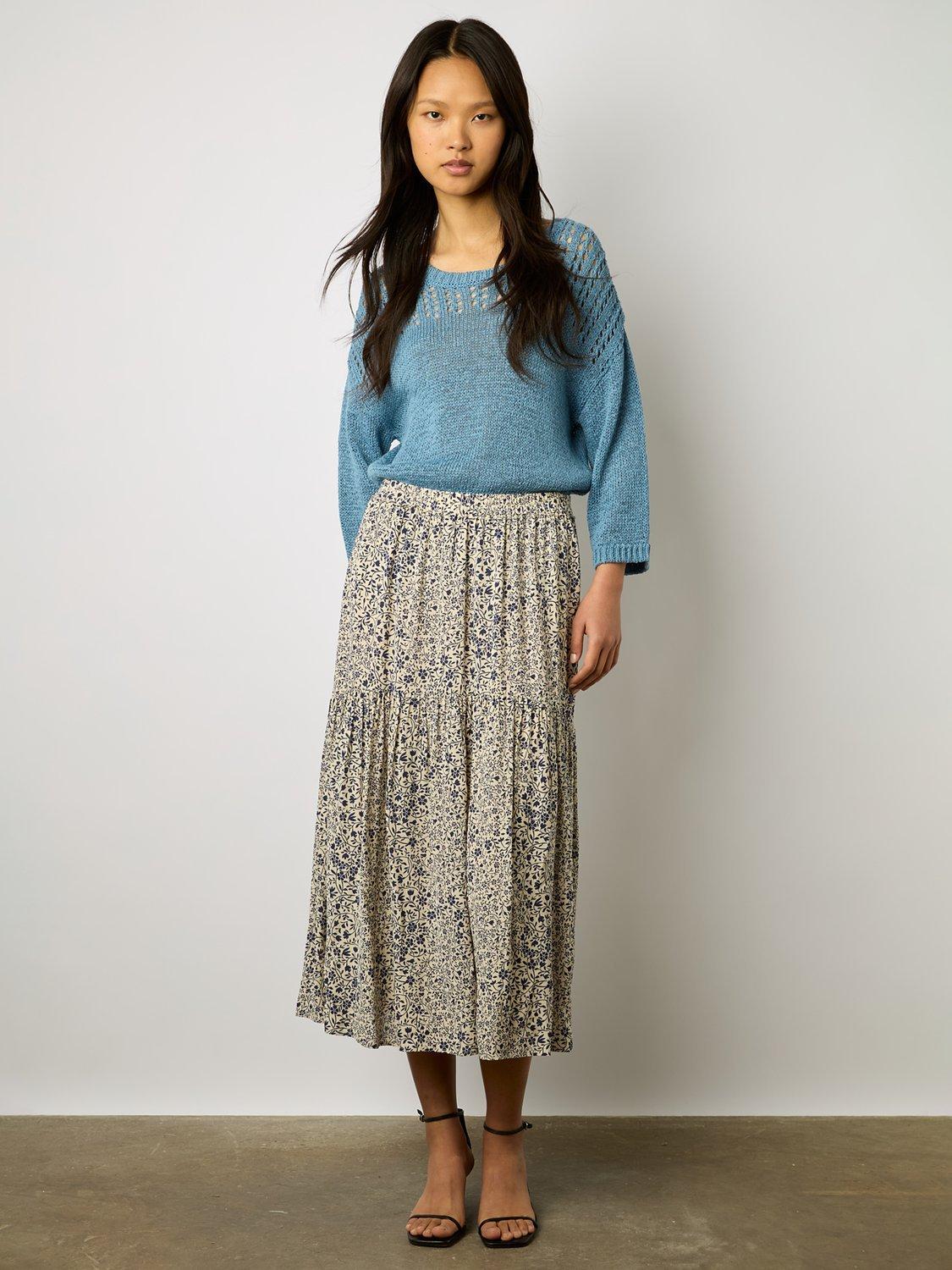 Gerard Darel Loreen Pointelle Cotton Blend Jumper, Blue
