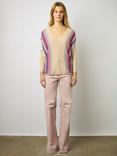 Gerard Darel Louna Block Stripe Linen Jumper, Beige/Multi