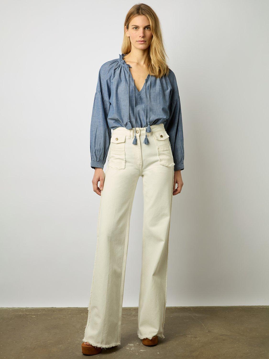 Gerard Darel Adele Cotton Blouse, Blue
