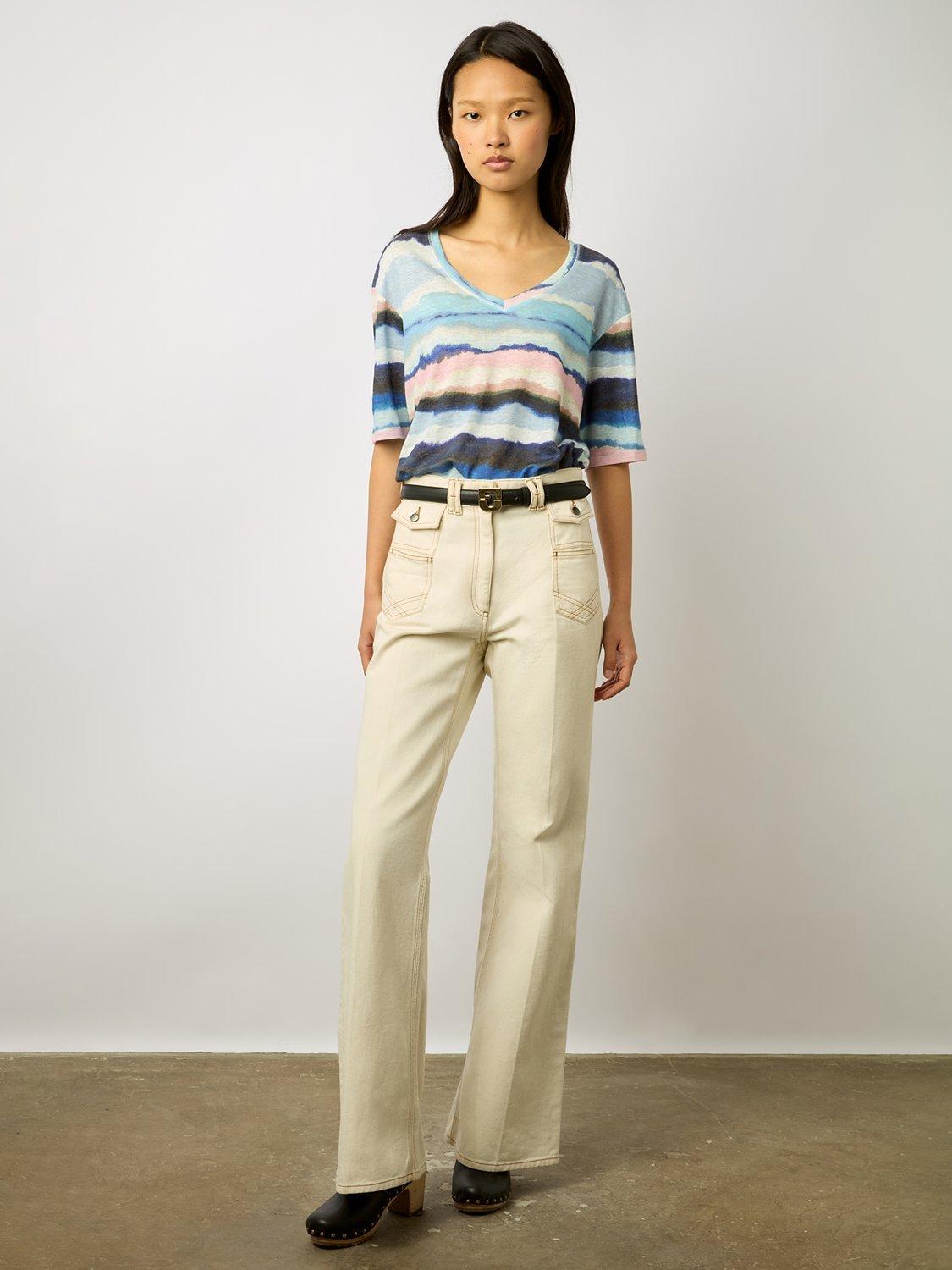 Gerard Darel Misia Linen T-Shirt, Blue/Multi