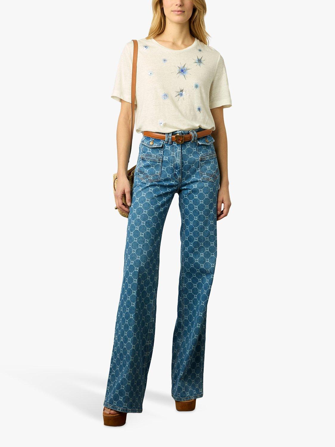 Gerard Darel Manele Linen Star T-Shirt, Ecru
