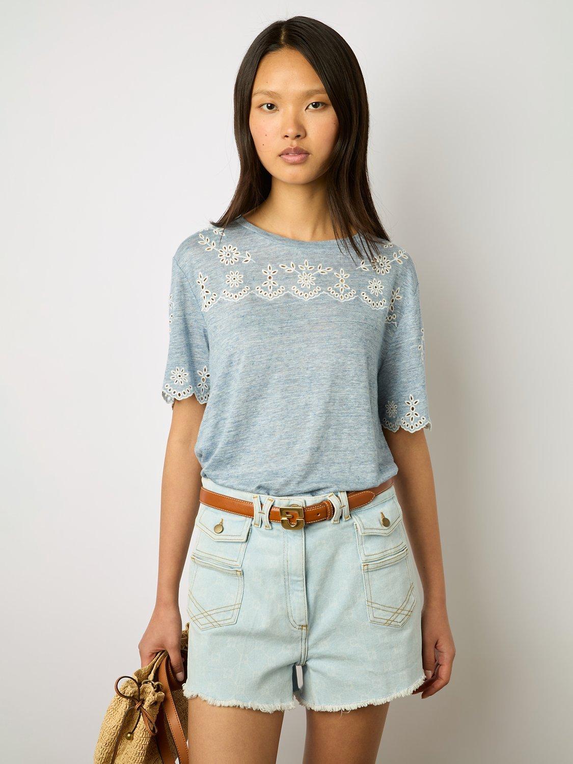 Gerard Darel Manika Short Sleeve Top, Bluesky