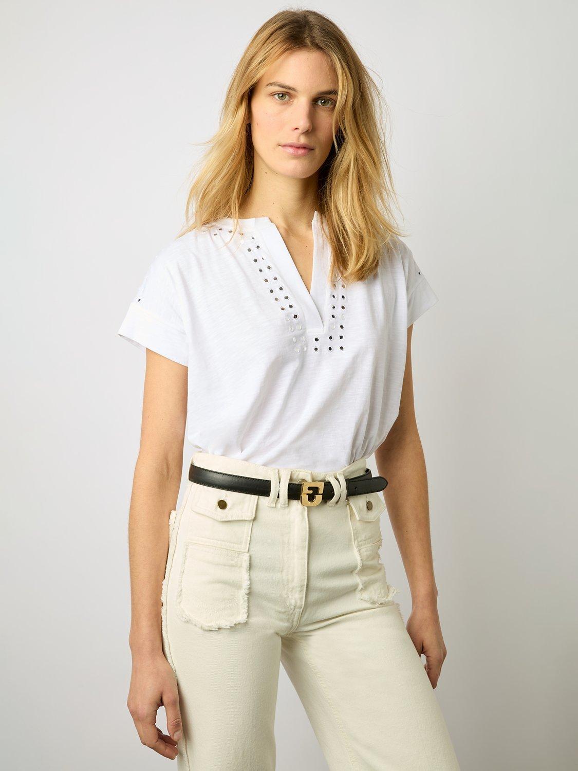 Gerard Darel Manou Eyelet Detail Top, Ecru