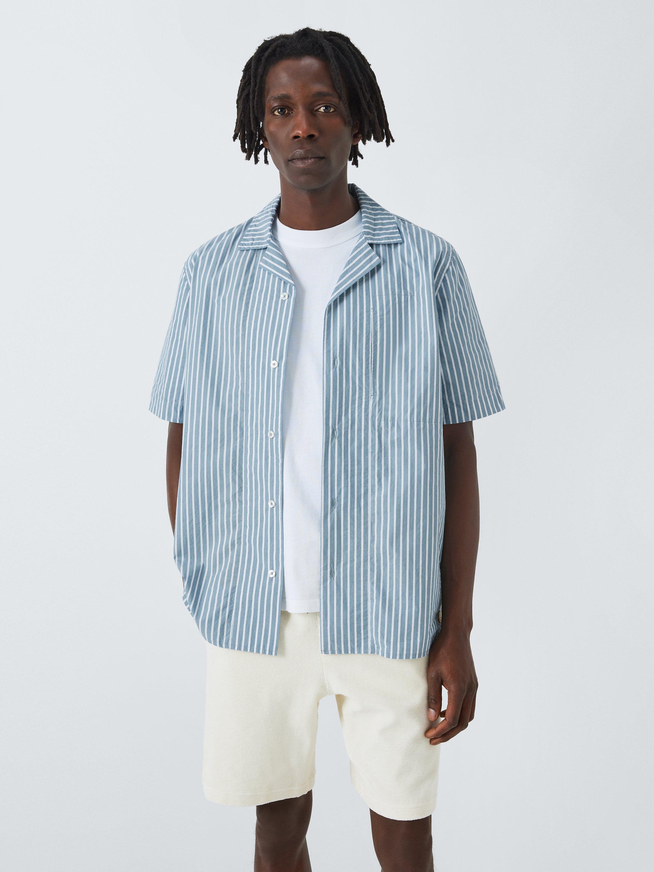 Armor Lux Chemise Comfort Striped Short Sleeve Shirt, Raye Bleu