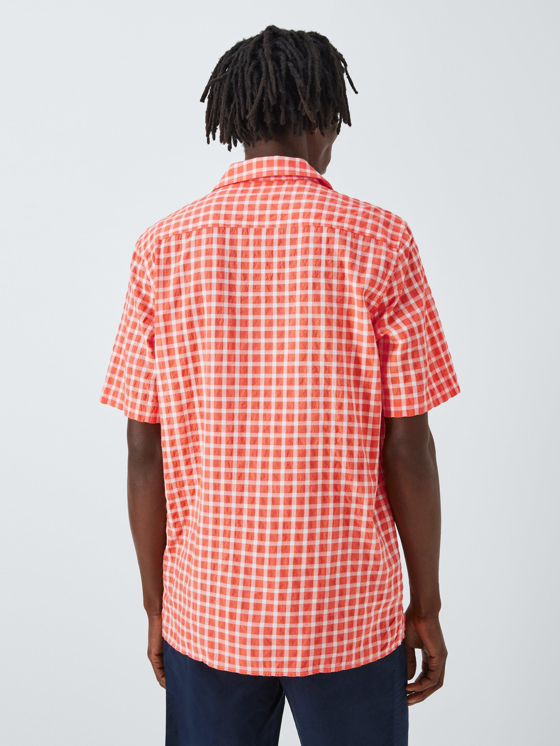 Armor Lux Chemise Checked Short Sleeve Shirt, Orange