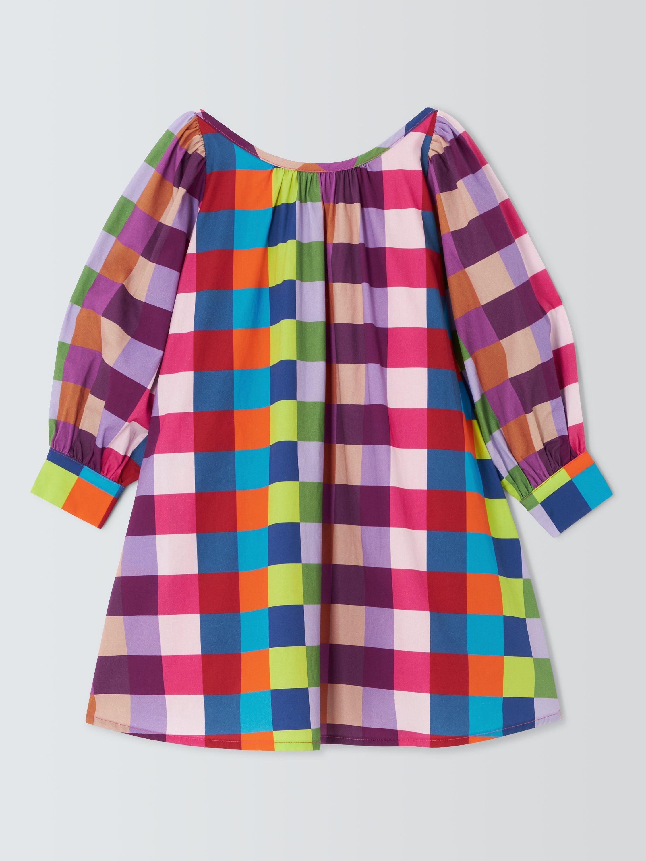 Product image 3 of 7, which shows Olivia Rubin Kids' Polly Rainbow Check Dress, Multi, 10-11 years