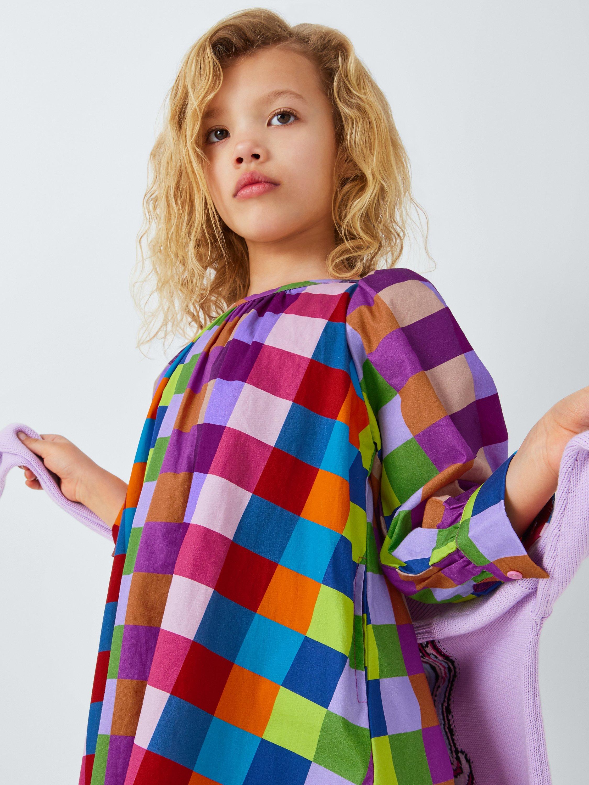 Product image 6 of 7, which shows Olivia Rubin Kids' Polly Rainbow Check Dress, Multi, 10-11 years