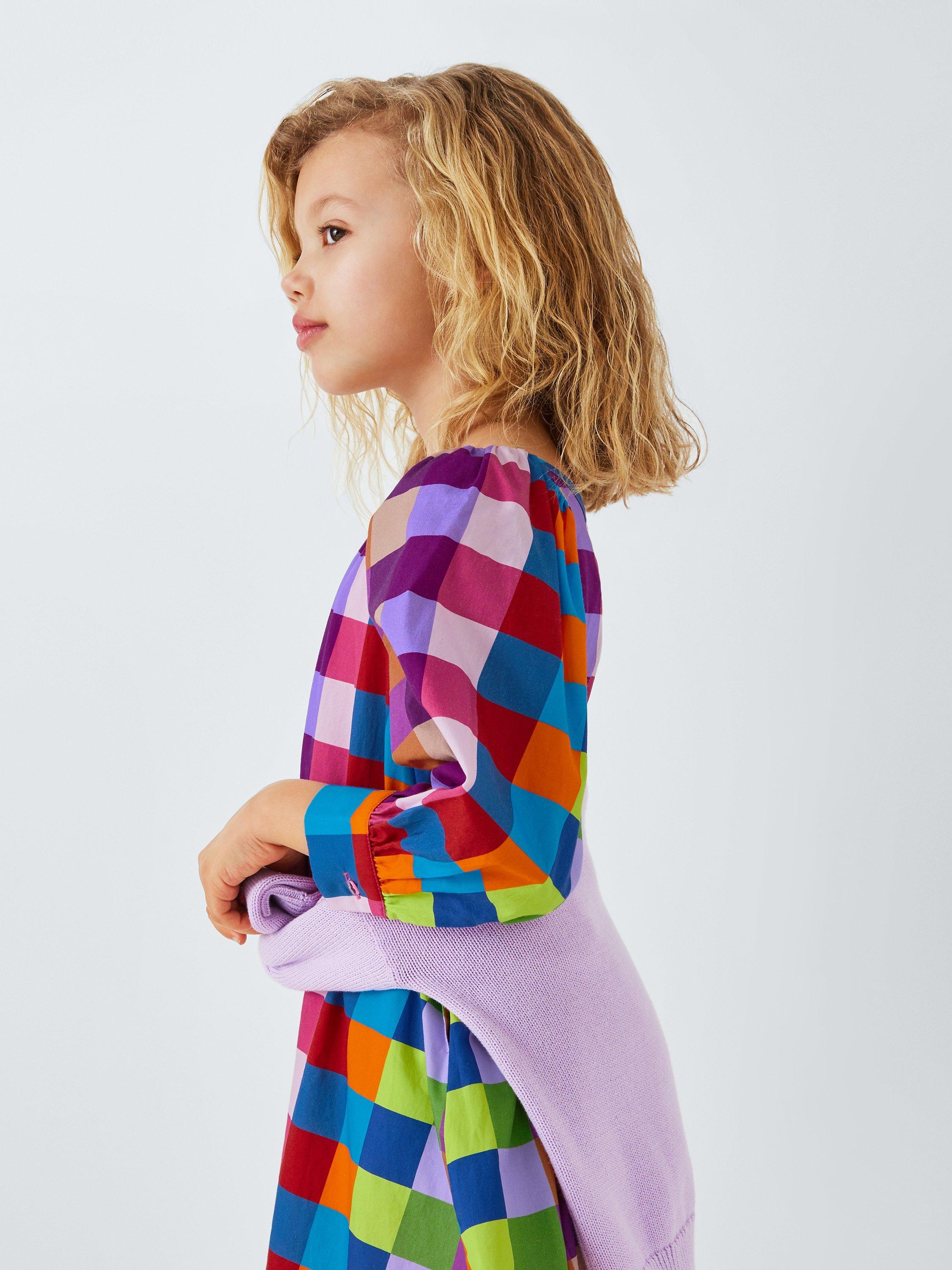 Product image 7 of 7, which shows Olivia Rubin Kids' Polly Rainbow Check Dress, Multi, 10-11 years