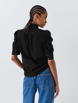 FRAME Gillian Silk Puff Sleeve Blouse - view 2, Black