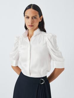 FRAME Gillian Silk Puff Sleeve Blouse, White