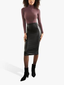 Commando Faux Leather Smoothing Midi Skirt, Black, Black