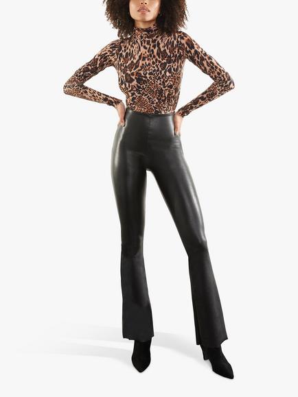 Commando Faux Leather Smoothing Flare Leggings, Black, Black