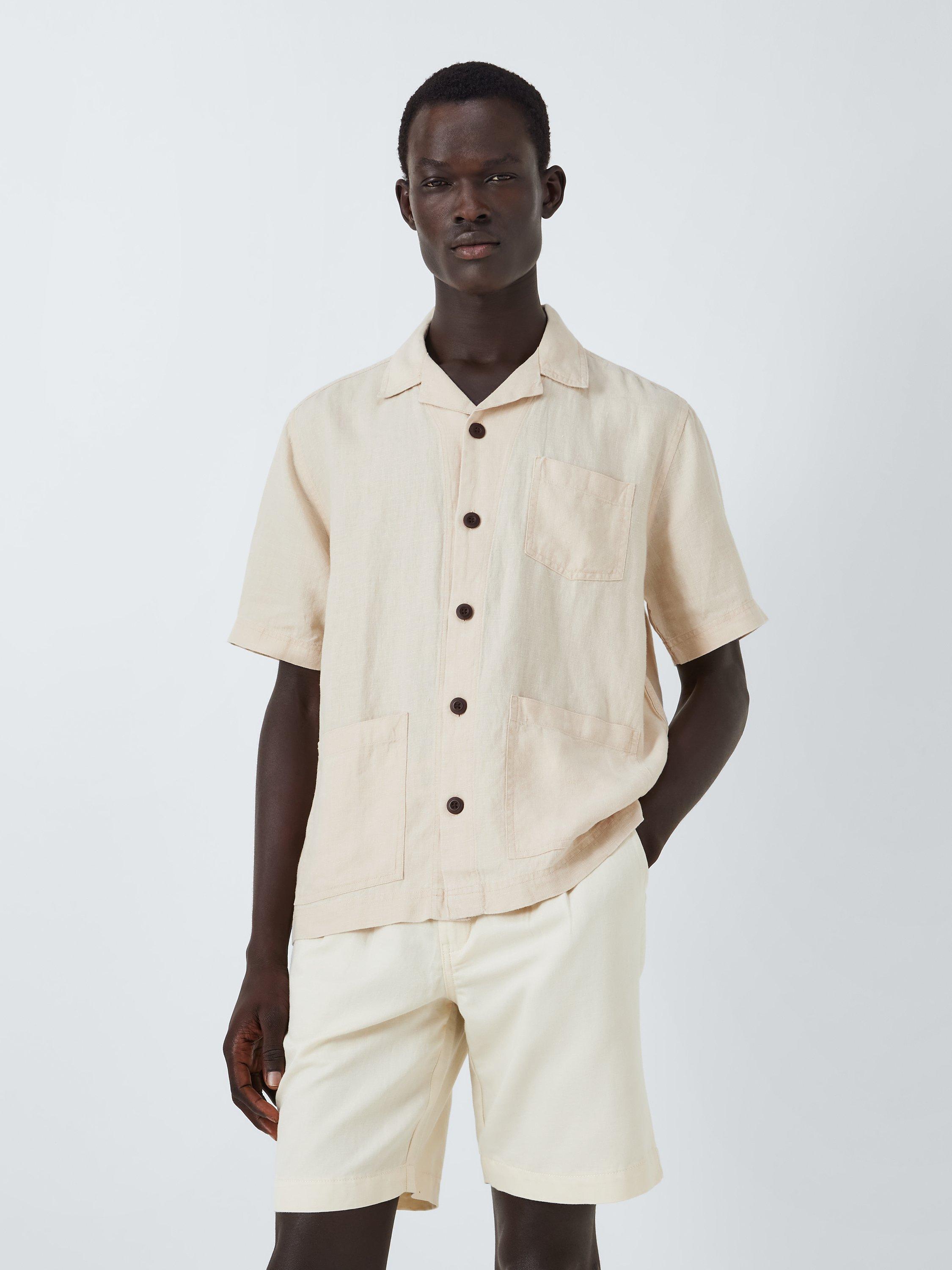 John Lewis Revere Collar Linen Shirt, Natural