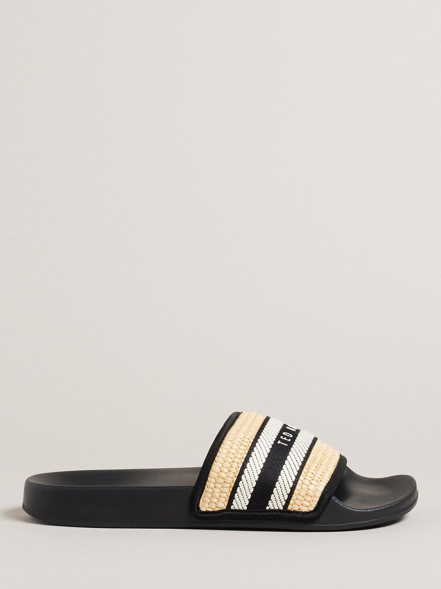 Ted Baker Aseeka Raffia Webbing Sliders, Black