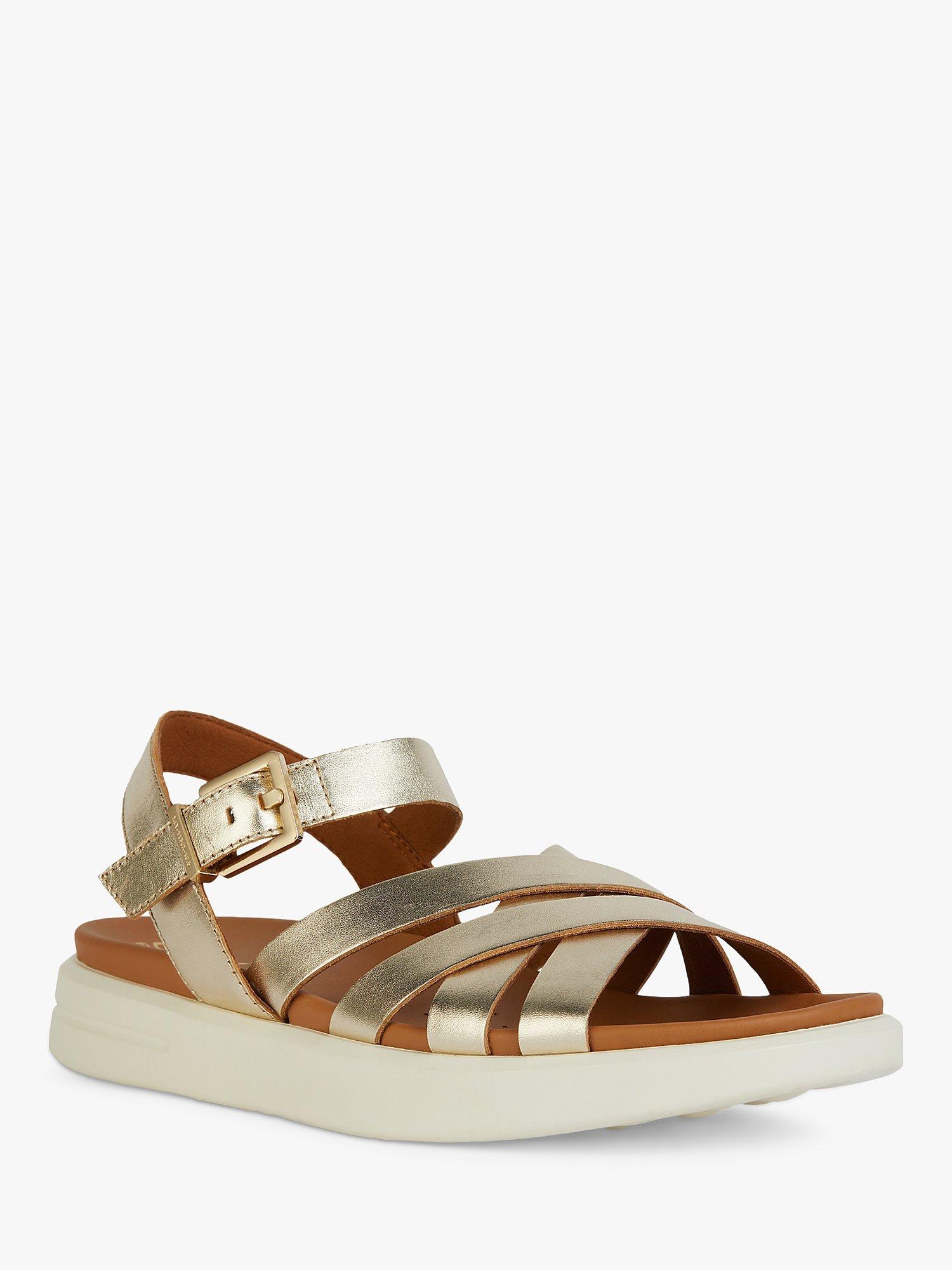 Product image 2 of 6, which shows Geox Xand 2S Lightweight Breathable Leather Sandals, Gold, EU36