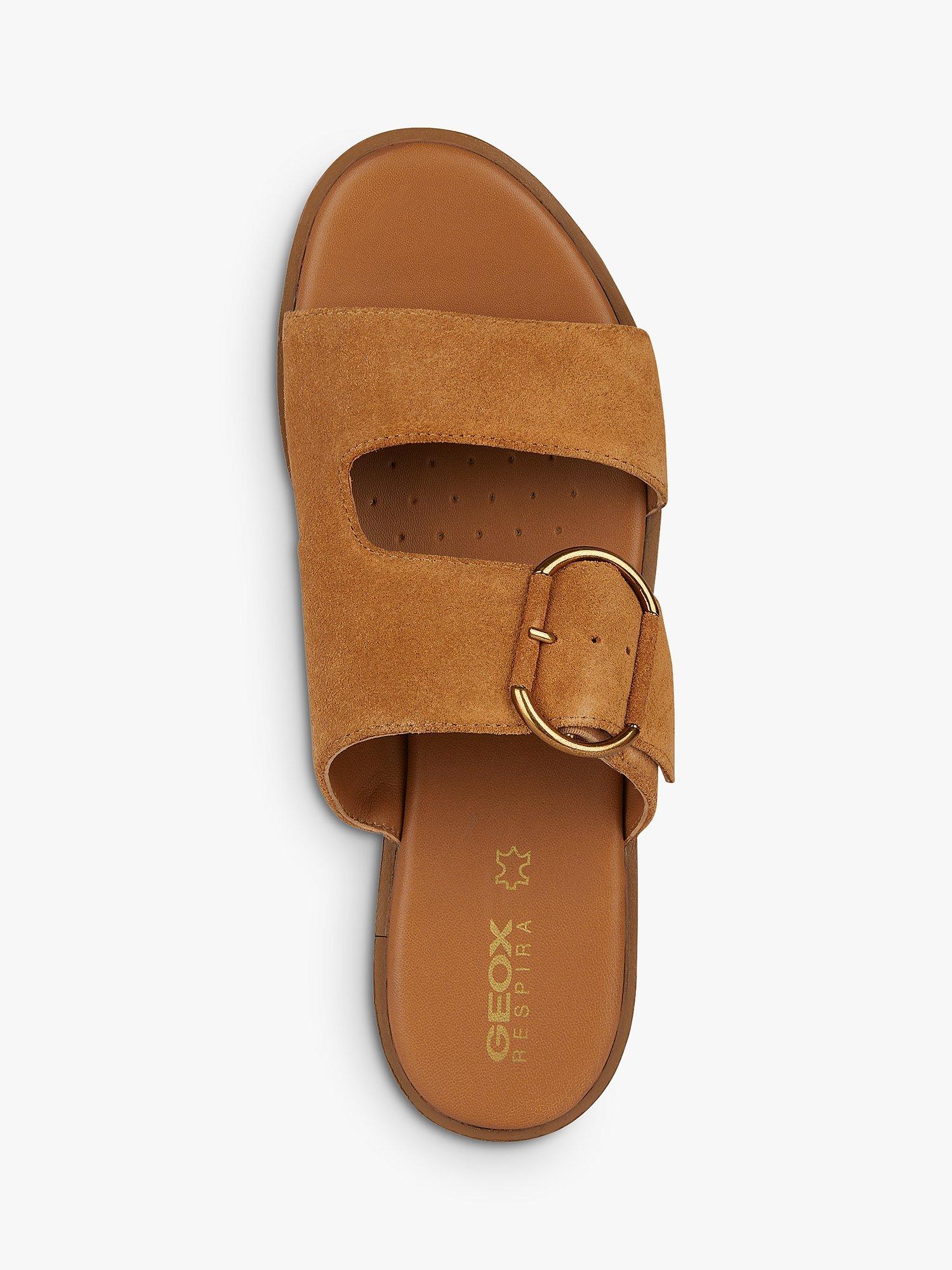 Geox Naileen Suede Flat Sandals, Cognac, EU38