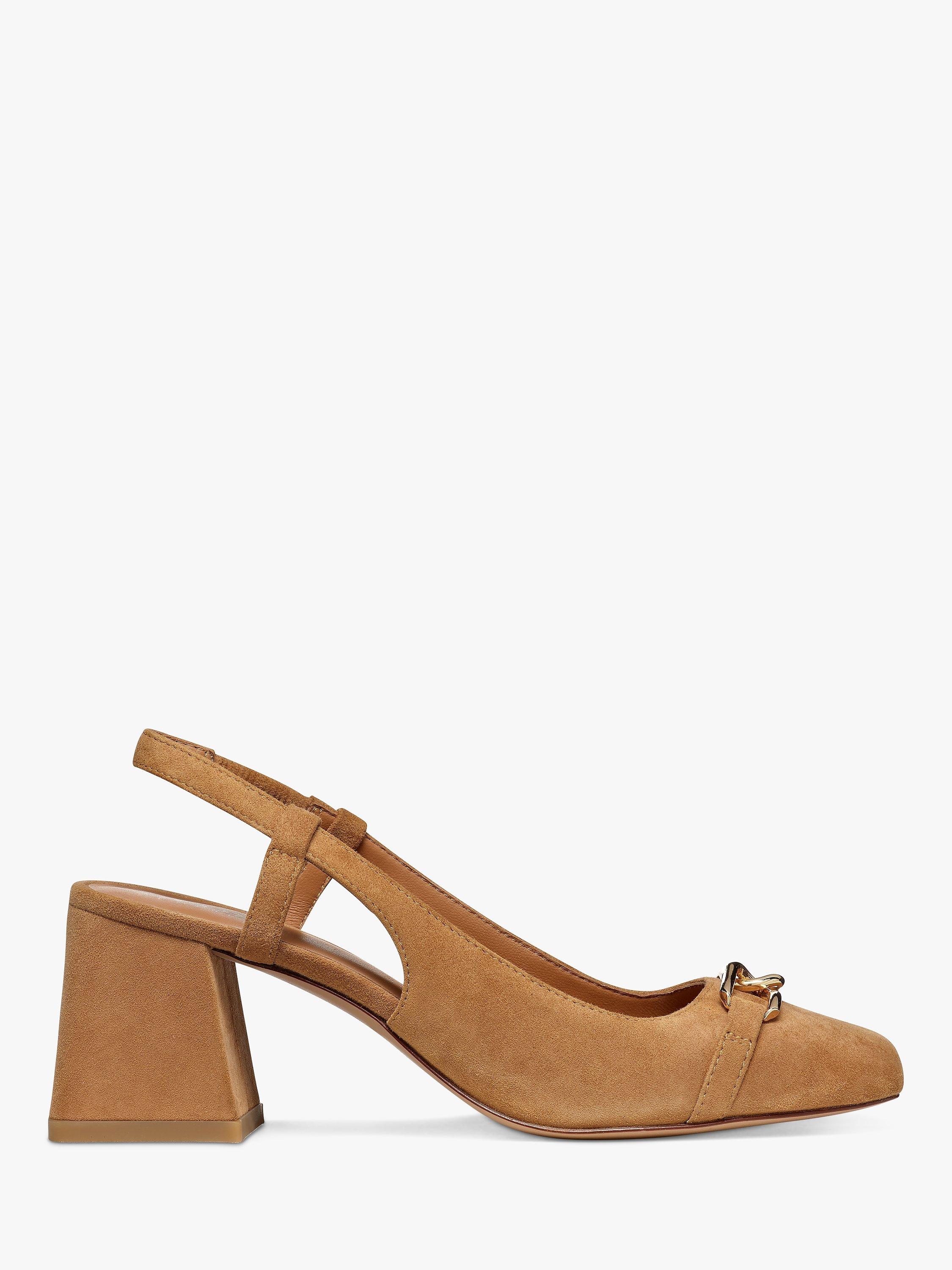 Product image 1 of 6, which shows Geox Coronilla Square Toe Slingback Court Shoes, Cognac, EU38