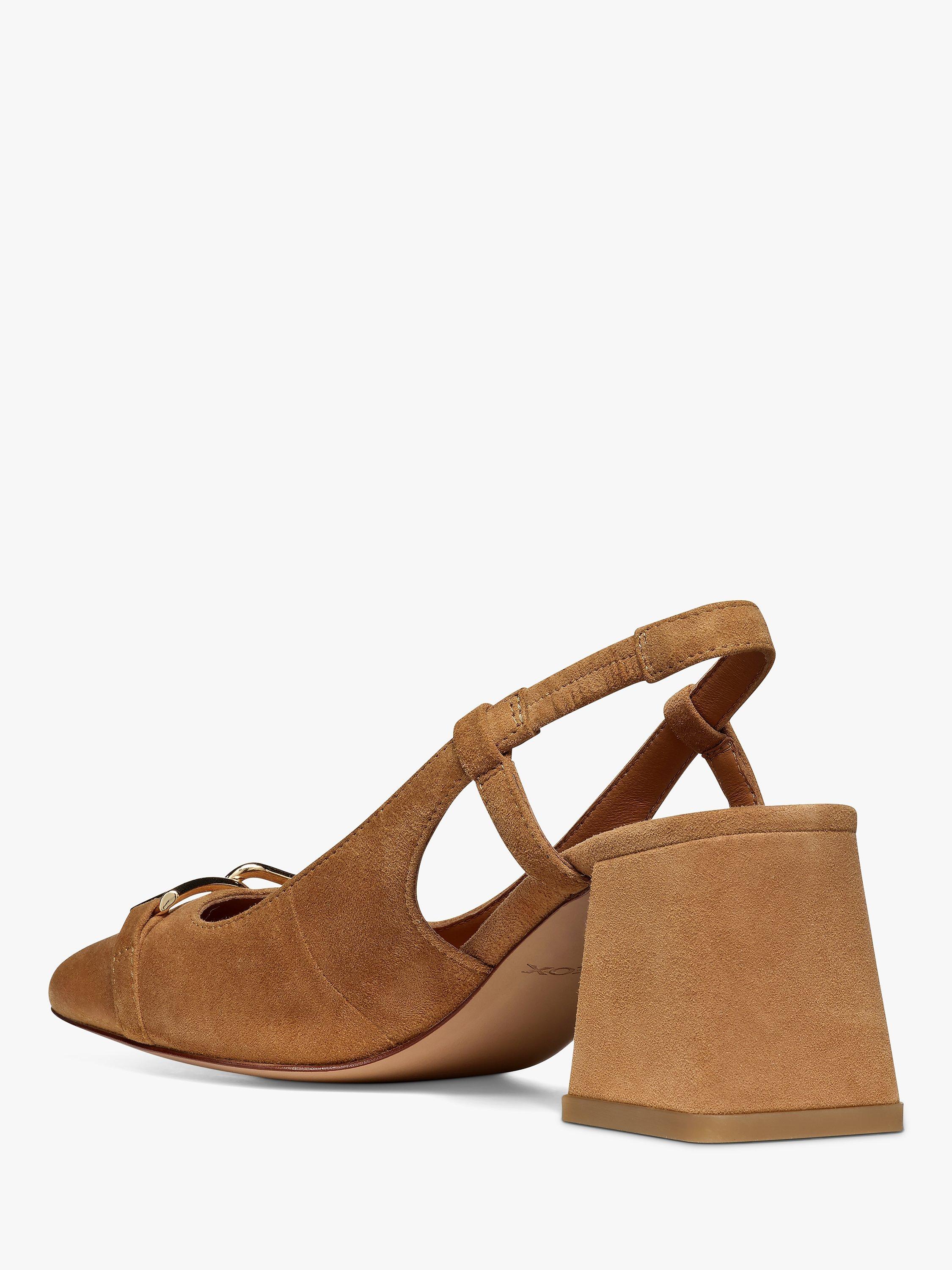 Product image 3 of 6, which shows Geox Coronilla Square Toe Slingback Court Shoes, Cognac, EU38