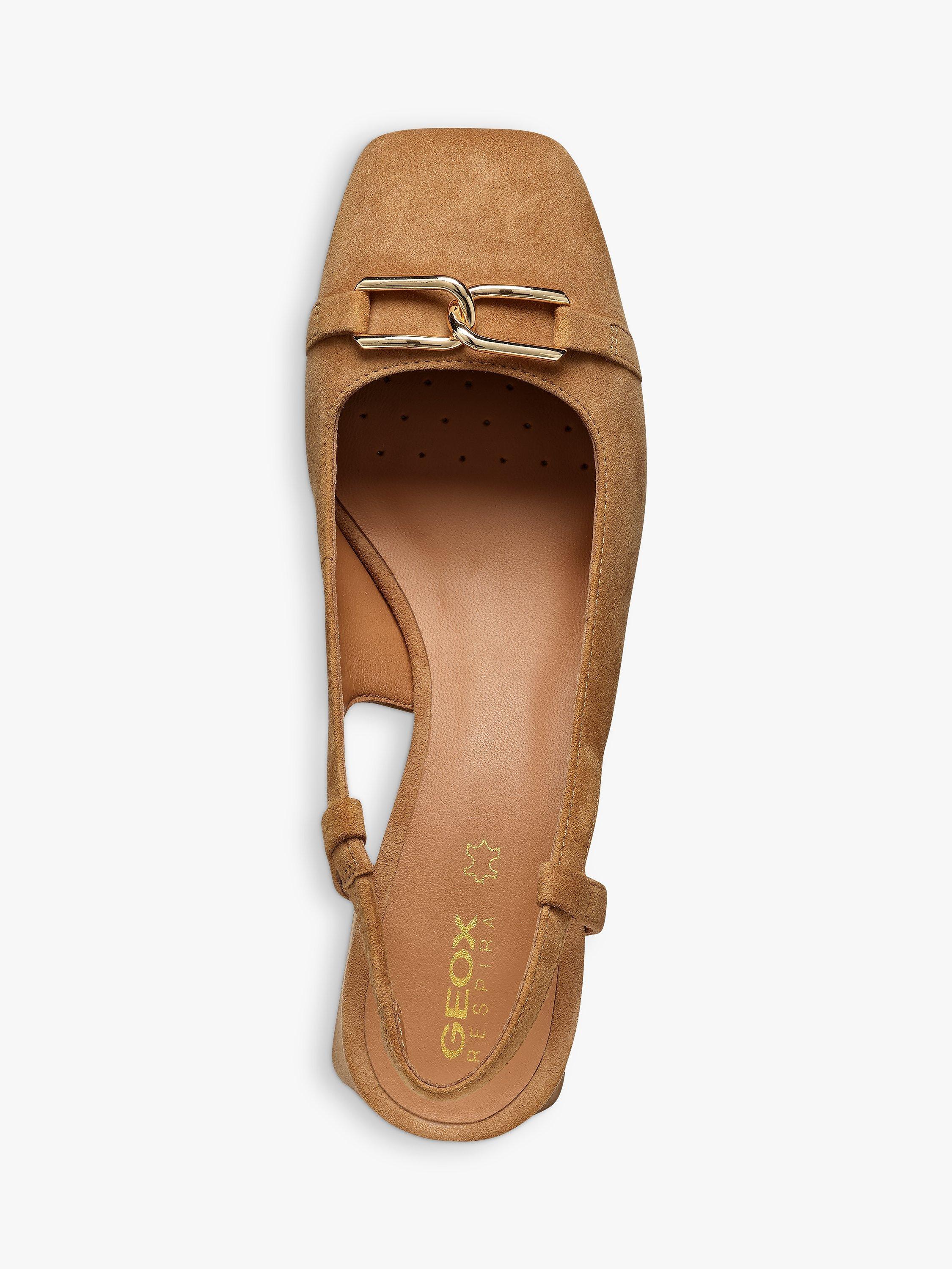 Product image 5 of 6, which shows Geox Coronilla Square Toe Slingback Court Shoes, Cognac, EU38