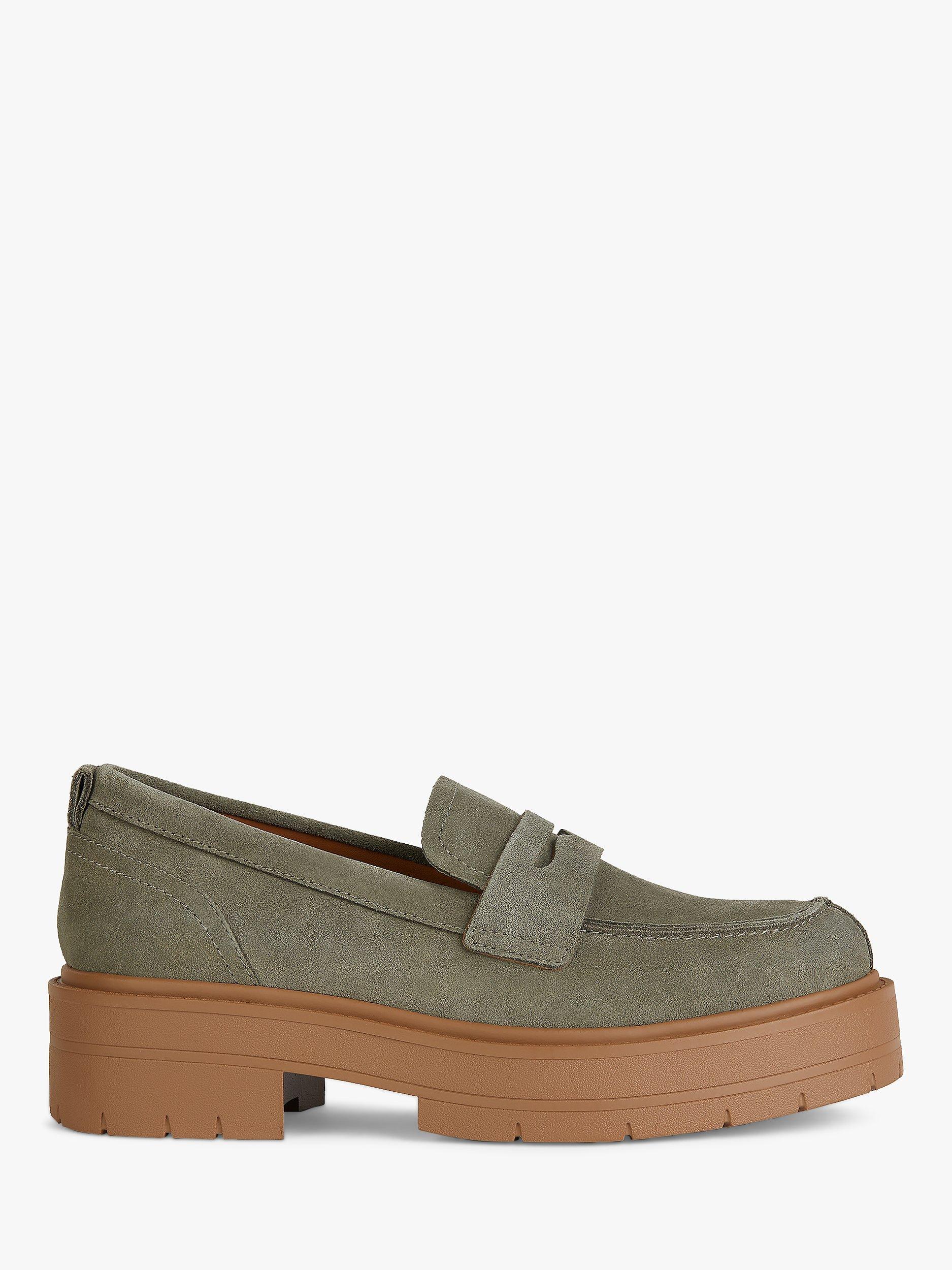Geox Spherica EC7 Block Heel Suede Loafers, Sage
