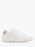 Geox Spherica Ecub-1 Metallic Back Panel Leather Trainers, White/Gold