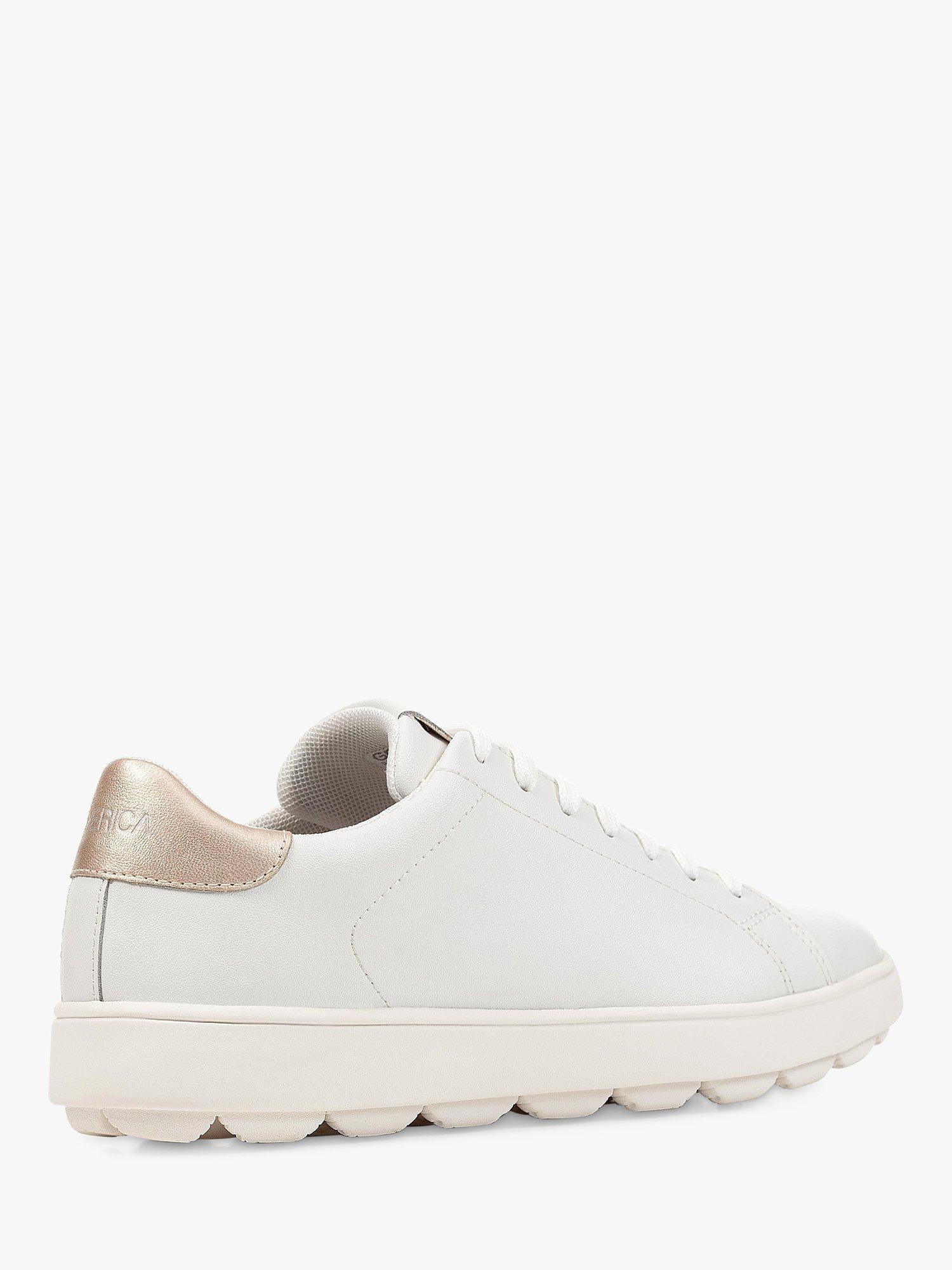 Product image 4 of 6, which shows Geox Spherica Ecub-1 Metallic Back Panel Leather Trainers, White/Gold, EU35