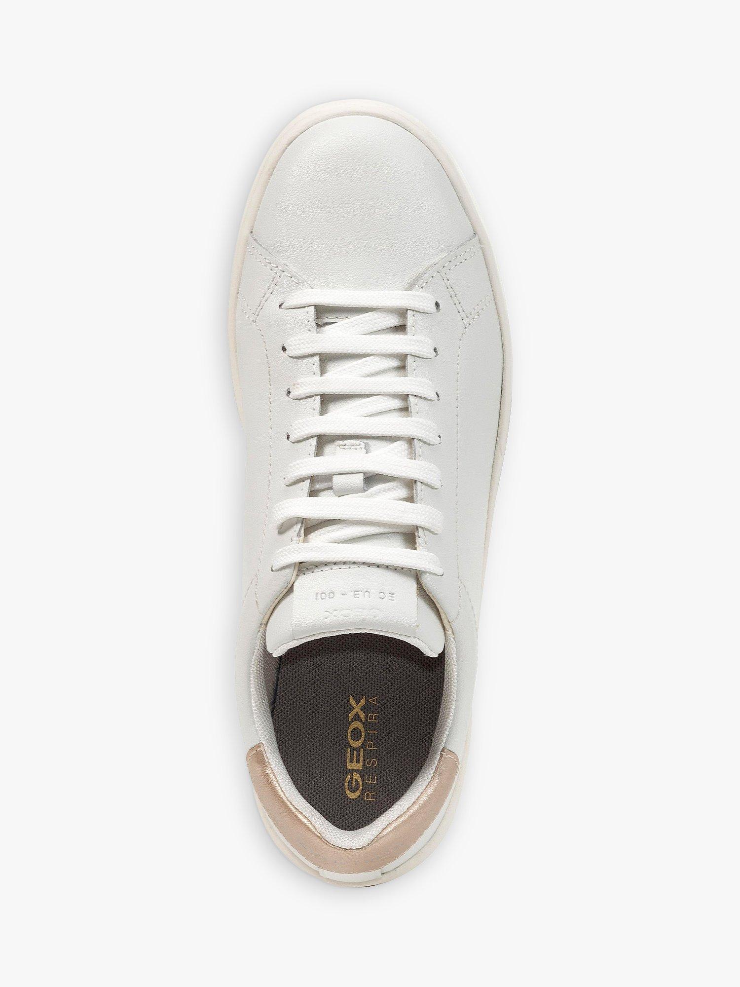 Product image 5 of 6, which shows Geox Spherica Ecub-1 Metallic Back Panel Leather Trainers, White/Gold, EU35