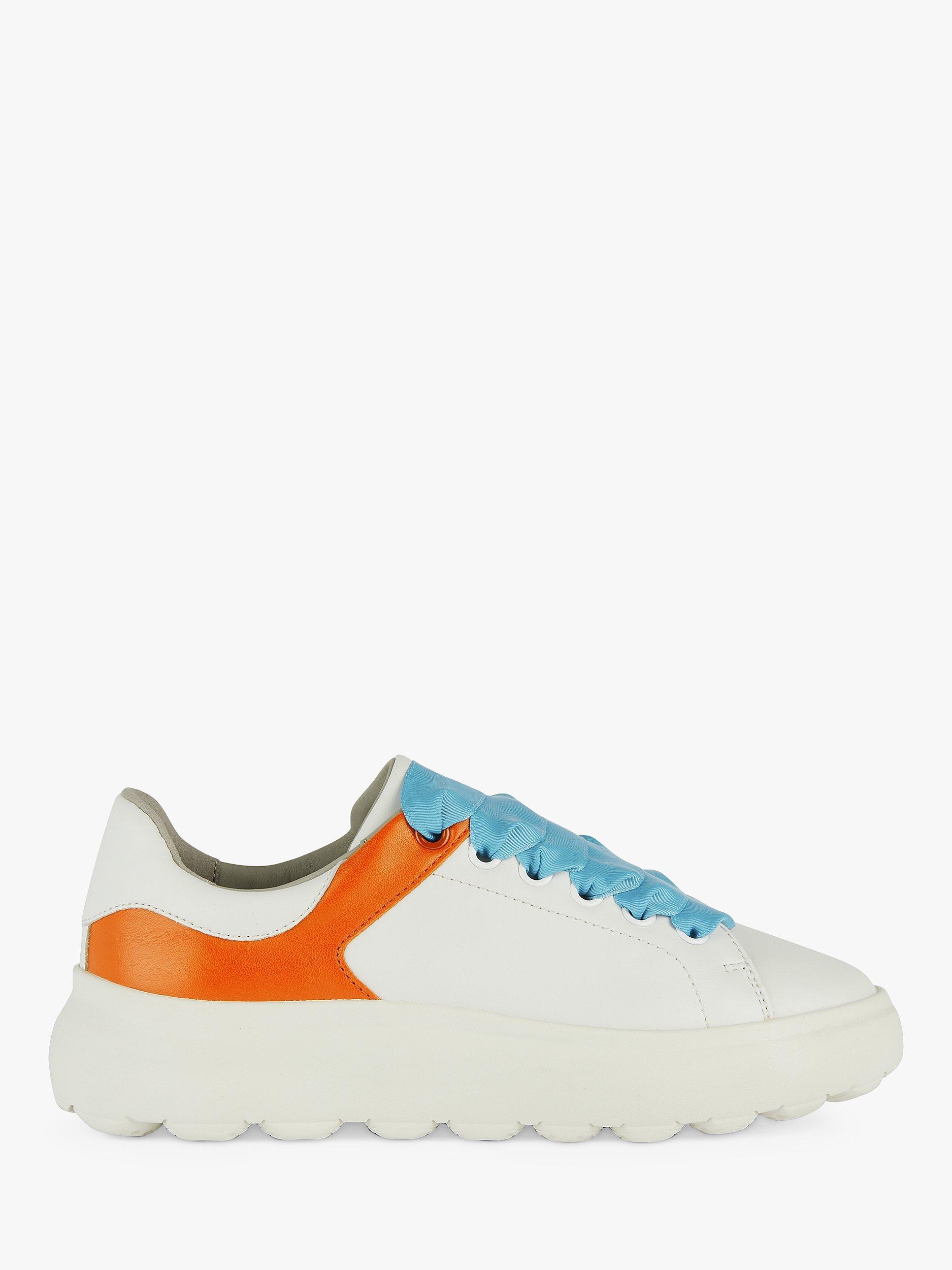 Geox Spherica EC4.1 Lightweight Chunky Sole Trainers, White/Orange        