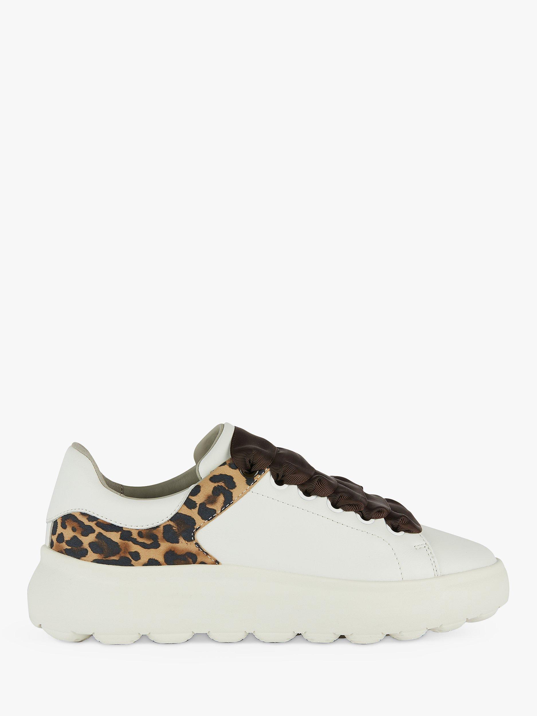 Geox Spherica EC4.1 Lightweight Chunky Sole Trainers, White/Brown         