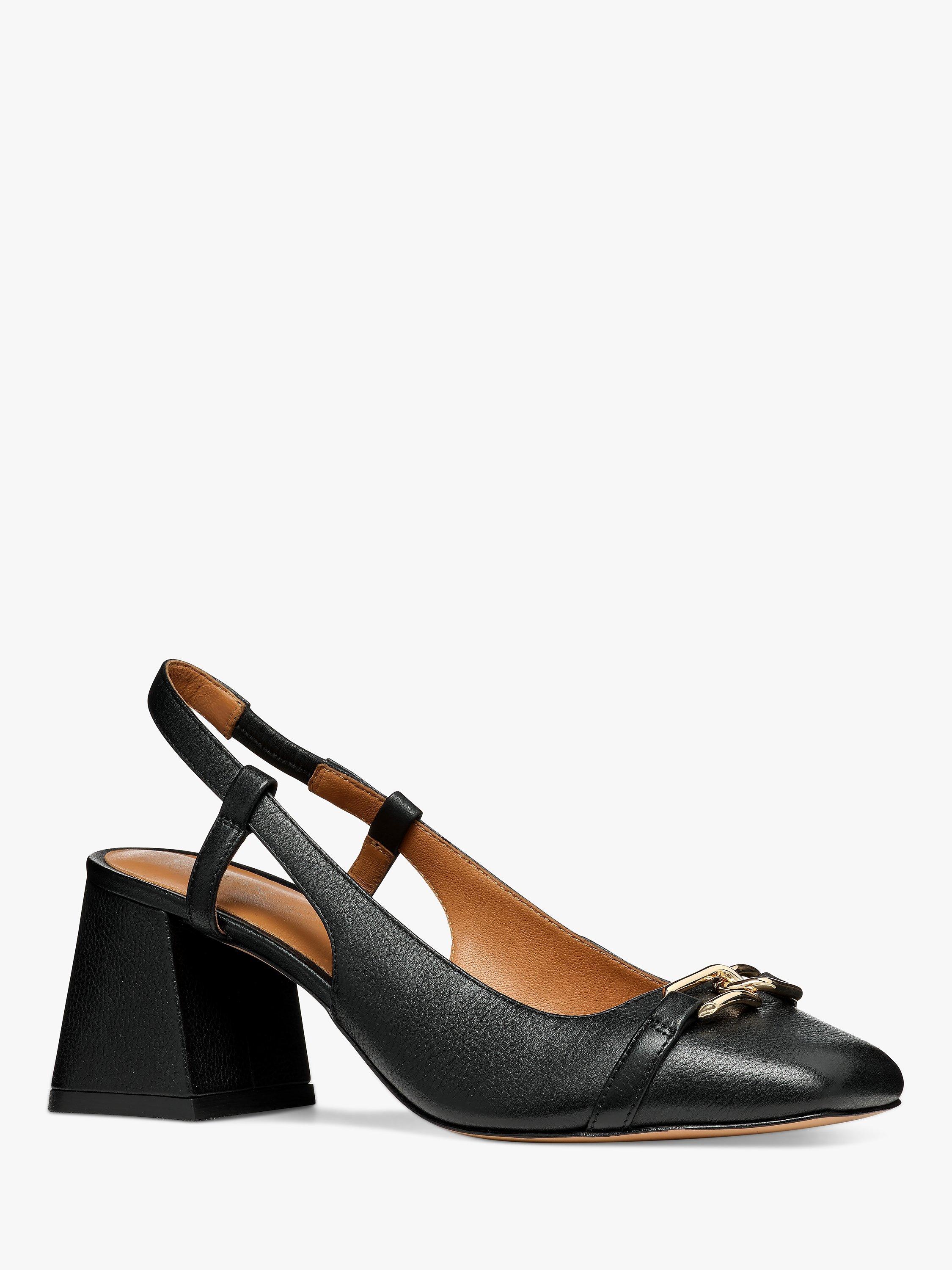 Product image 2 of 6, which shows Geox Coronilla Square Toe Leather Slingback Court Shoes, Black, EU37