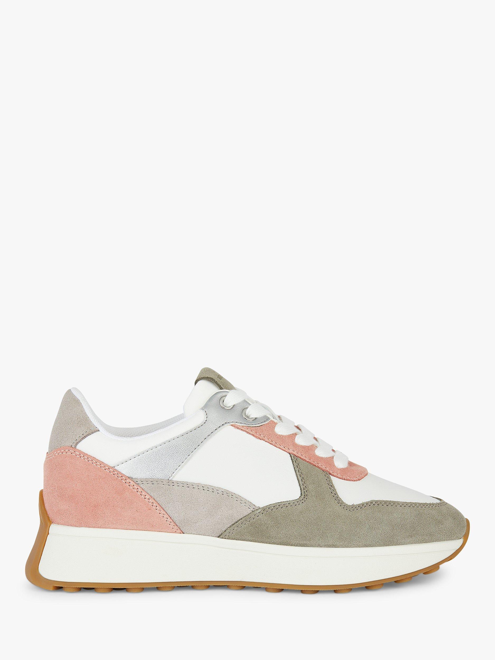 Geox Amabel Retro Lace-Up Trainers, White/Multi