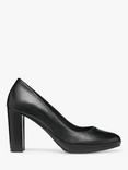 Geox Walk Pleasure High Heel Leather Court Shoes, Black